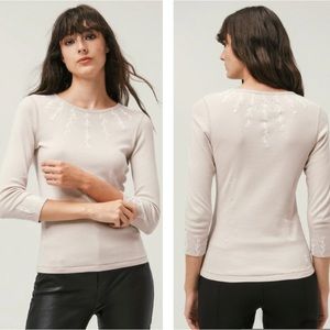 Alp N Rock Cream Embroidered Long Sleeve Tee